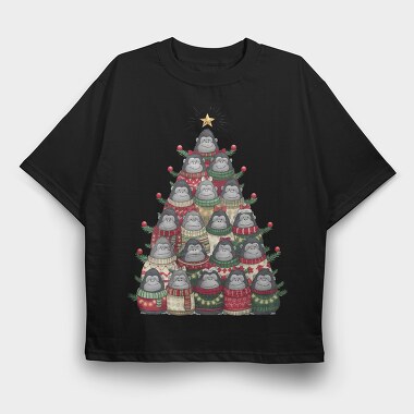 Monkeys Christmas Tree, Tricou Oversize Barbati (Unisex)