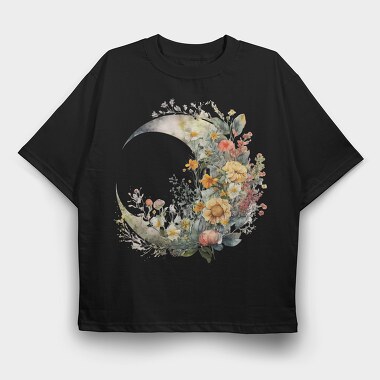 Moon Floral Symphony, Tricou Oversize Barbati (Unisex)