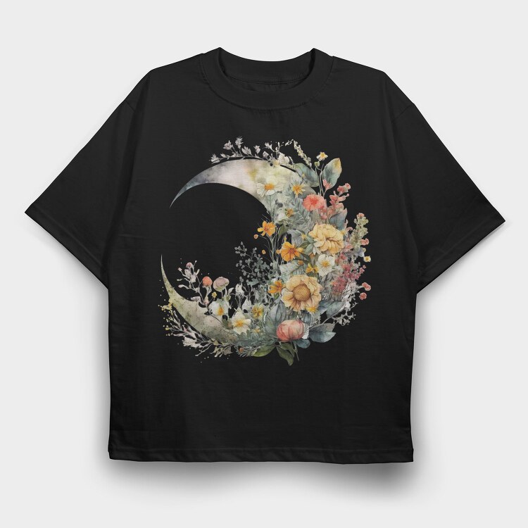 Moon Floral Symphony, Tricou Oversize Barbati (Unisex)