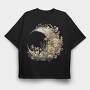Moon Floral Symphony, Tricou Oversize Barbati (Unisex)