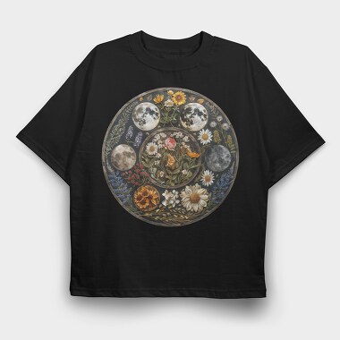 Moon Flowers Nature, Tricou Oversize Barbati (Unisex)