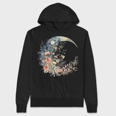Moon Night Floral, Hanorac Oversize Barbati (Unisex)