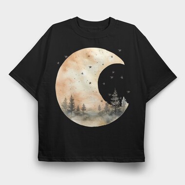 Moon Night Forest, Tricou Oversize Barbati (Unisex)