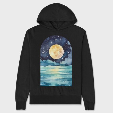 Moon Night Ocean, Hanorac Oversize Barbati (Unisex)