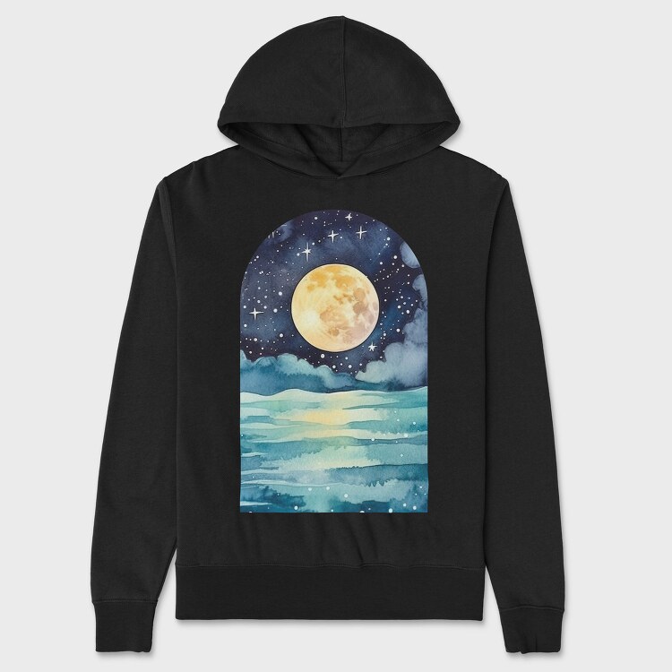 Moon Night Ocean, Hanorac Oversize Barbati (Unisex)