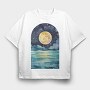 Moon Night Ocean, Tricou Oversize Barbati (Unisex)