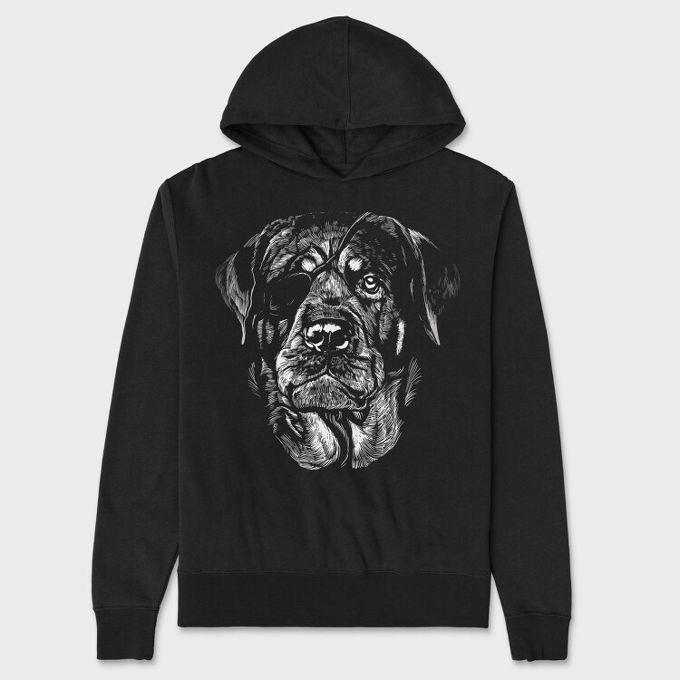 Rottweiler Eyepatch Portrait, Hanorac Oversize Barbati (Unisex)