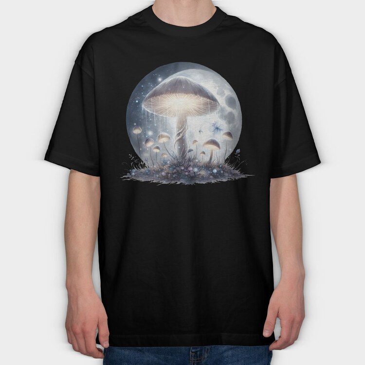 Moon Mushroom Spirit, Tricou Oversize Barbati (Unisex)