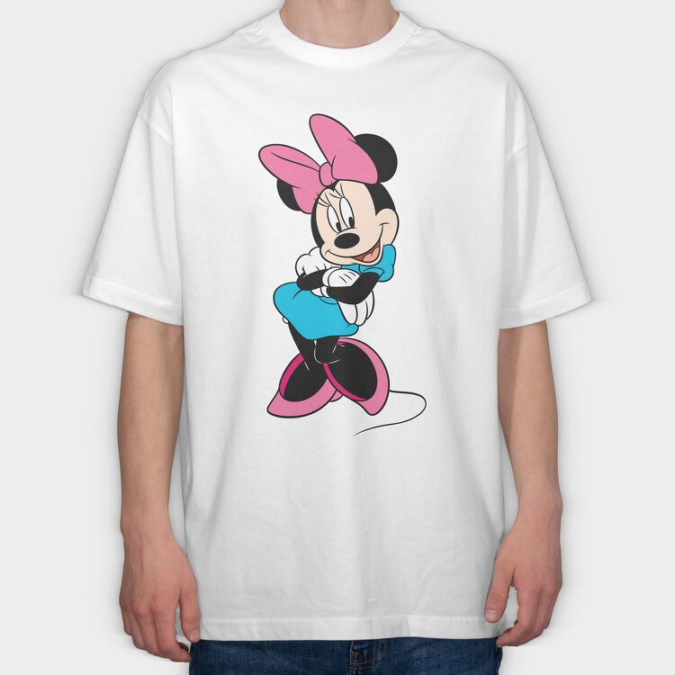 Minnie Mouse Bow Tie, Tricou Oversize Barbati (Unisex)