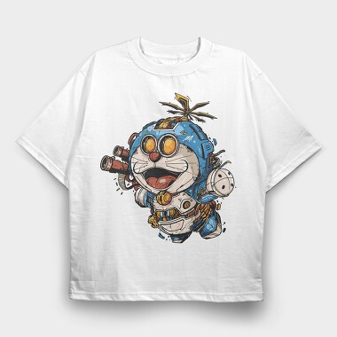 Cyberpunk Cat, Tricou Oversize Barbati (Unisex)