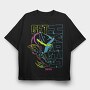 Neon Wolf Howl 4, Tricou Oversize Barbati (Unisex)