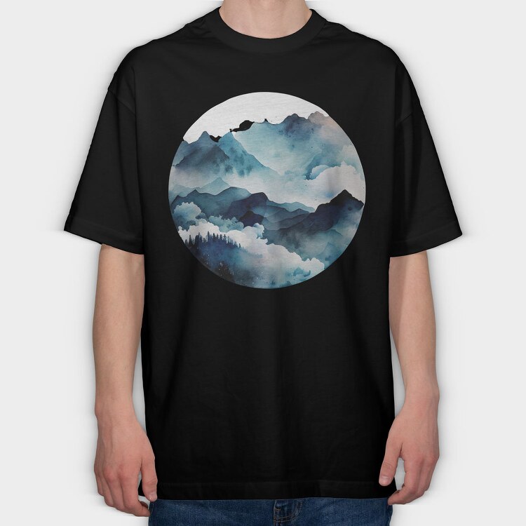 Misty Peaks Symphony, Tricou Oversize Barbati (Unisex)