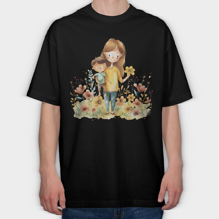 Mommy Baby Flowers, Tricou Oversize Barbati (Unisex)