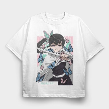 Butterfly Katana Girl, Tricou Oversize Barbati (Unisex)