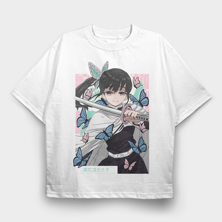 Butterfly Katana Girl, Tricou Oversize Barbati (Unisex)