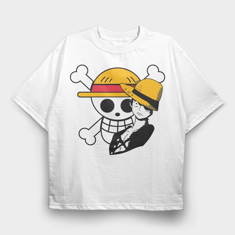 Luffy Pirate Hat, Tricou Oversize Barbati (Unisex)
