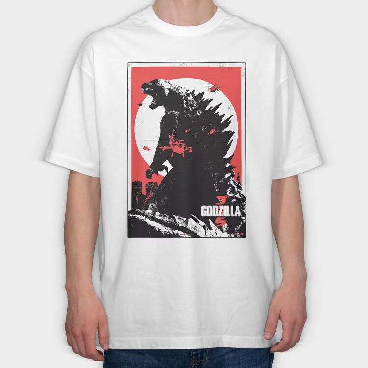 Godzilla Attack, Tricou Oversize Barbati (Unisex)