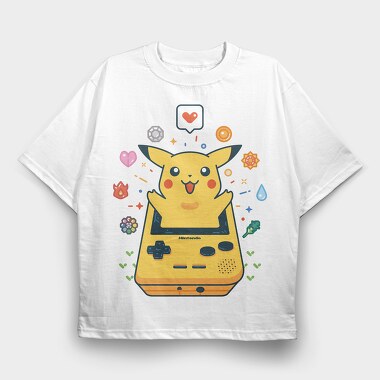 Pikachu Gameboy Nostalgia, Tricou Oversize Barbati (Unisex)