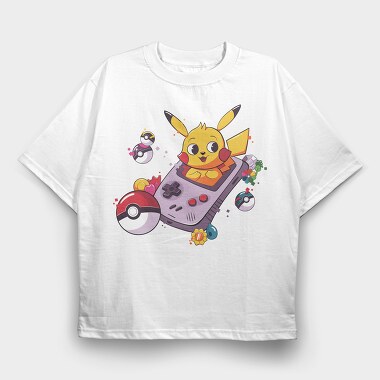 Pikachu Gameboy, Tricou Oversize Barbati (Unisex)