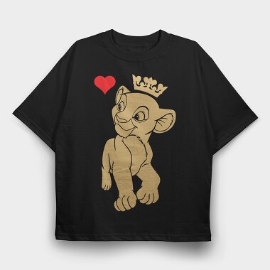 Simba Crown Heart, Tricou Oversize Barbati (Unisex)