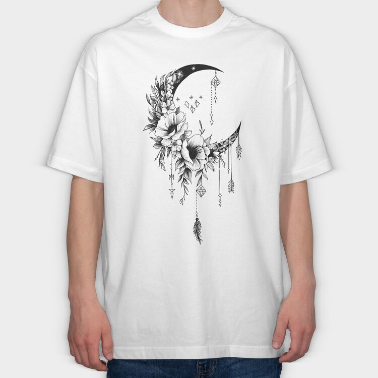 Moon Flowers Dreamcatcher, Tricou Oversize Barbati (Unisex)