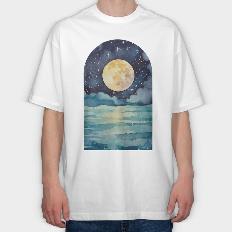 Moon Night Ocean, Tricou Oversize Barbati (Unisex)