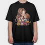 Mom And Flower Cuddle, Tricou Oversize Barbati (Unisex)