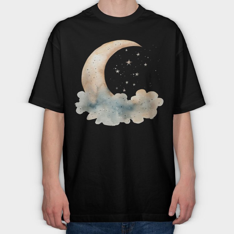Moon Night Stars, Tricou Oversize Barbati (Unisex)