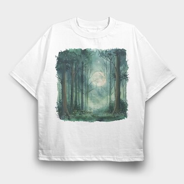 Moonlit Forest Path, Tricou Oversize Barbati (Unisex)