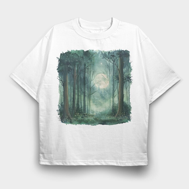 Moonlit Forest Path, Tricou Oversize Barbati (Unisex)