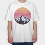 Retro Sunset Mountain, Tricou Oversize Barbati (Unisex)