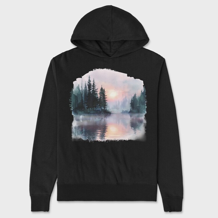 Morning Mist Forest, Hanorac Oversize Barbati (Unisex)