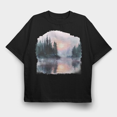 Morning Mist Forest, Tricou Oversize Barbati (Unisex)