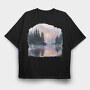 Morning Mist Forest, Tricou Oversize Barbati (Unisex)