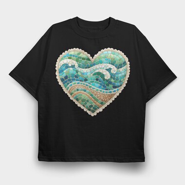 Mosaic Heart Sublimation, Tricou Oversize Barbati (Unisex)