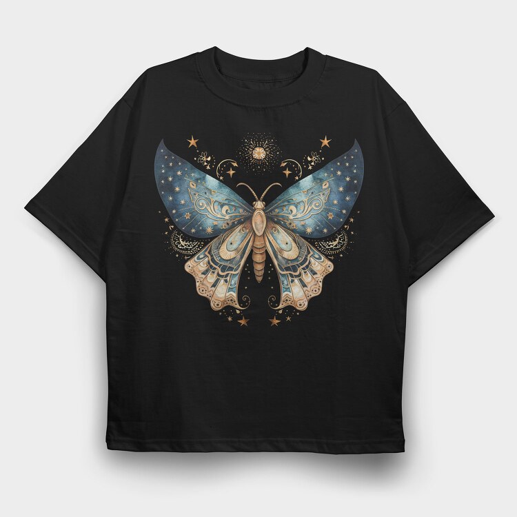 Moth And Moon Clipart Set 96717200, Tricou Oversize Barbati (Unisex)