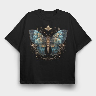Moth Moon Clipart, Tricou Oversize Barbati (Unisex)