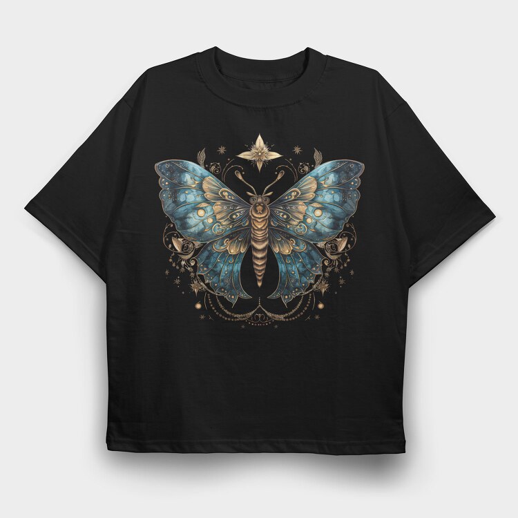 Moth Moon Clipart, Tricou Oversize Barbati (Unisex)