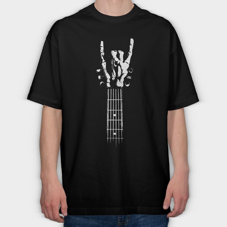 Rock Hand Guitar, Tricou Oversize Barbati (Unisex)