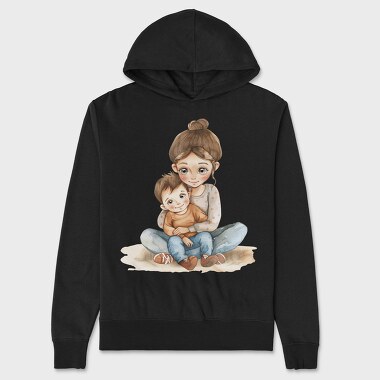 Mother And Baby Cuddle, Hanorac Oversize Barbati (Unisex)