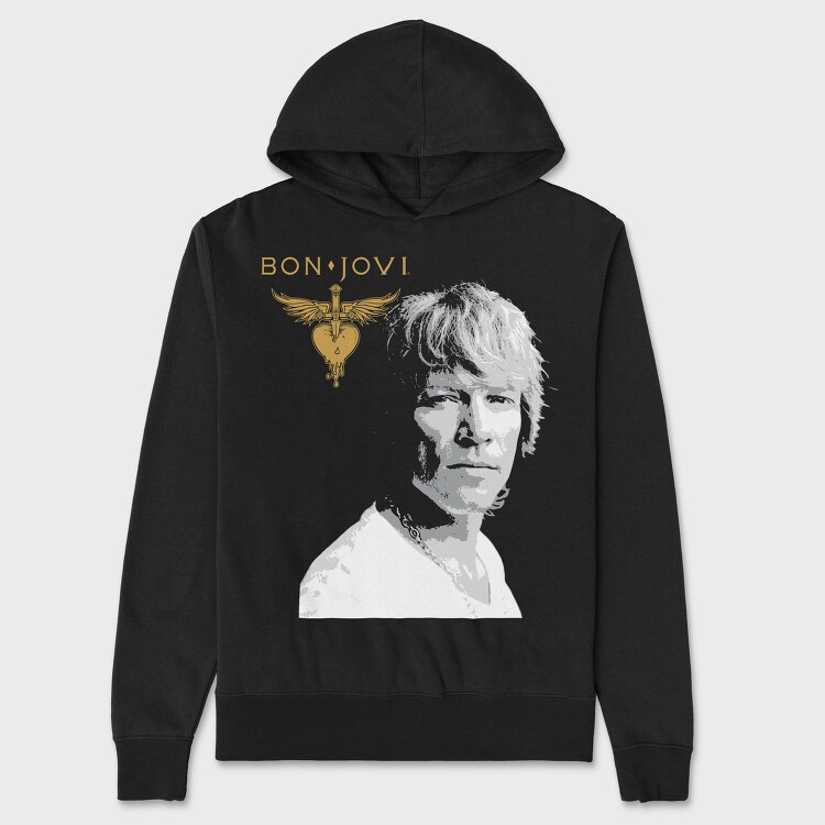 Bon Jovi Heart, Hanorac Oversize Barbati (Unisex)