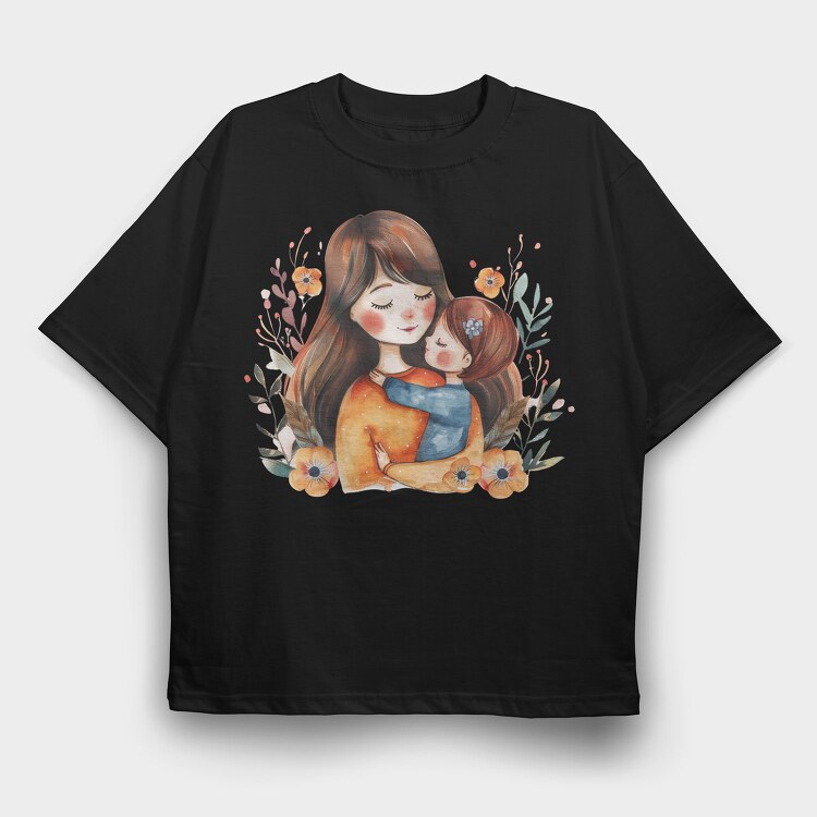 Mother And Baby Flower Crown, Tricou Oversize Barbati (Unisex)