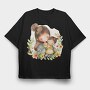 Mother And Flowers, Tricou Oversize Barbati (Unisex)