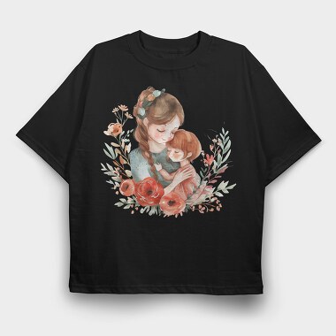 Mother Baby Flower Bond, Tricou Oversize Barbati (Unisex)