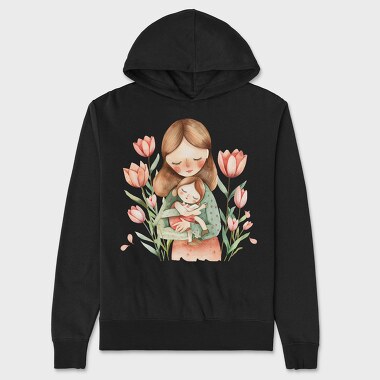 Mother Baby Flowers, Hanorac Oversize Barbati (Unisex)