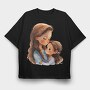 Mother Baby Hug, Tricou Oversize Barbati (Unisex)
