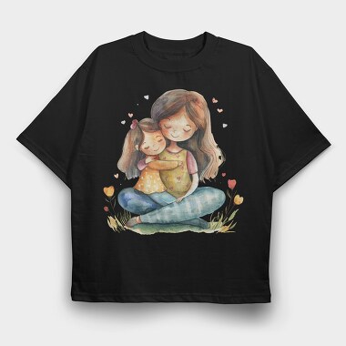 Mother Daughter Hug, Tricou Oversize Barbati (Unisex)