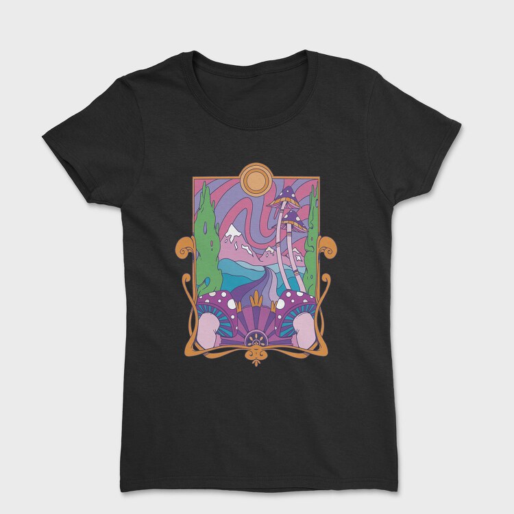 Retro Trippy Landscape, Tricou Femei