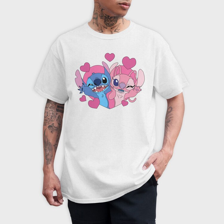 Stitch Love Heart, Tricou Barbati (Unisex)