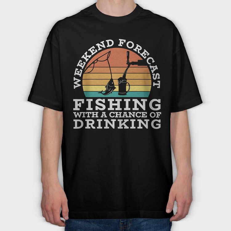 Retro Sunset Drink and Fishing, Tricou Oversize Barbati (Unisex)
